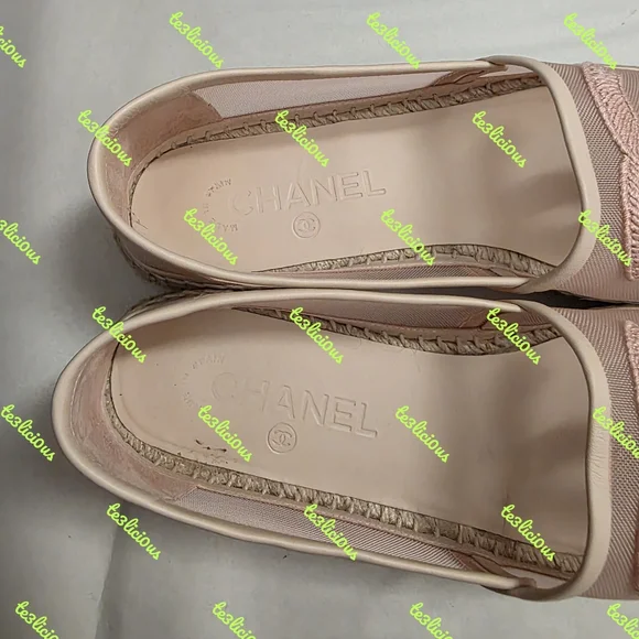 CHANEL 19P PINK MESH GROSSGRAIN ESPADRILLES - Picture 4 of 12